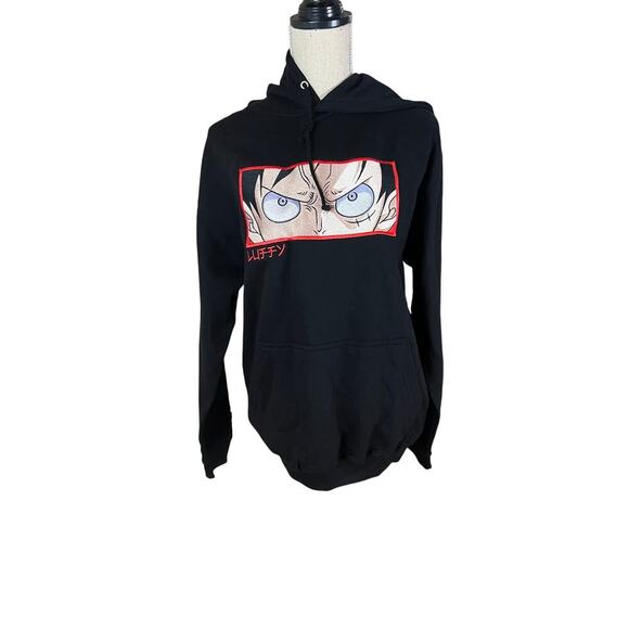 Monkey D Luffy One Piece Just Hoods AWDis Embriodered Anime Hoodie Black Sz Med - Picture 3 of 9